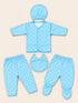 Newborn 5-Piece Fleece Polka Dot Sky Blue Starter Set
