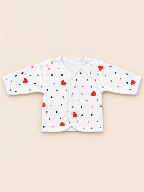 Newborn 5-Piece Fleece Heart Printed White Starter Set