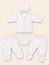 Newborn 5-Piece Fleece Polka Dots Printed White Starter Set