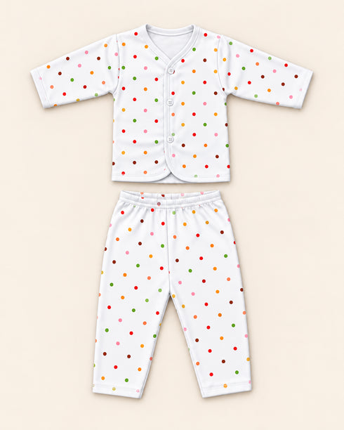 Newborn 5-Piece Fleece Polka Dots Printed White Starter Set