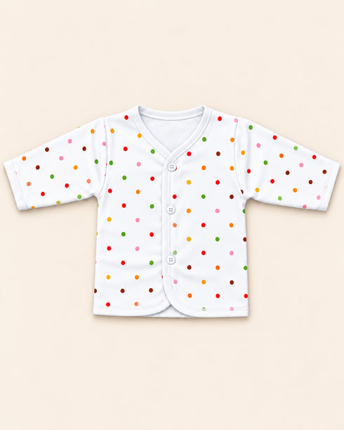 Newborn 5-Piece Fleece Polka Dots Printed White Starter Set