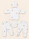 Newborn 5-Piece Fleece Brown Heart Print White Starter Set