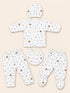 Newborn 5-Piece Fleece Brown Heart Print White Starter Set