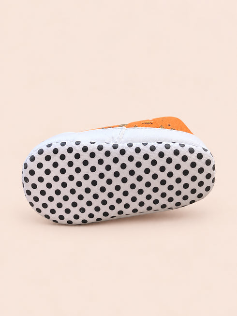 Orange & White Printed Baby Pre-Walker Shoes