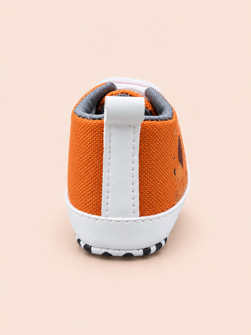 Orange & White Printed Baby Pre-Walker Shoes