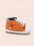 Orange & White Printed Baby Pre-Walker Shoes