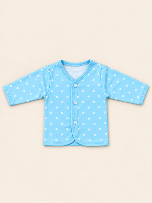 Newborn 5-Piece Fleece Polka Dot Sky Blue Starter Set