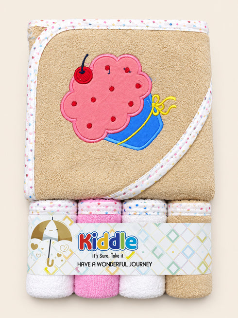 5-Pcs Embroidered Baby Hooded Towel Gift Set