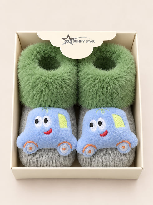 Baby Booties with Cute Cartoon Design & Anti-Slip Sole