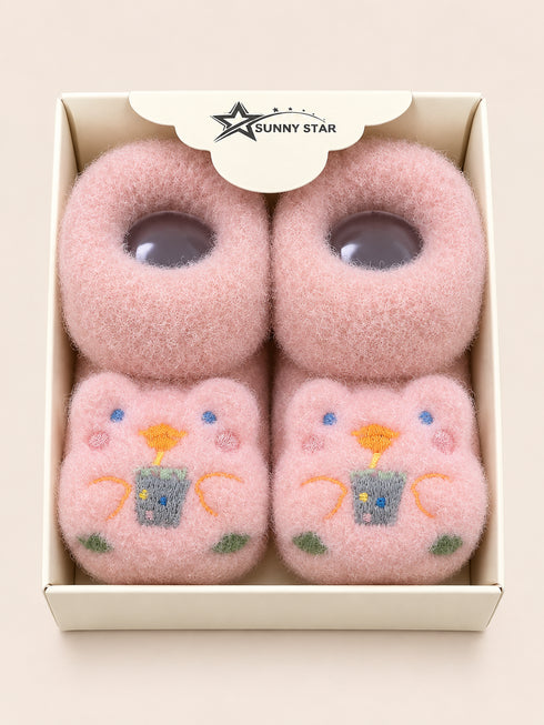 Baby Booties with Cute Cartoon Design & Anti-Slip Sole