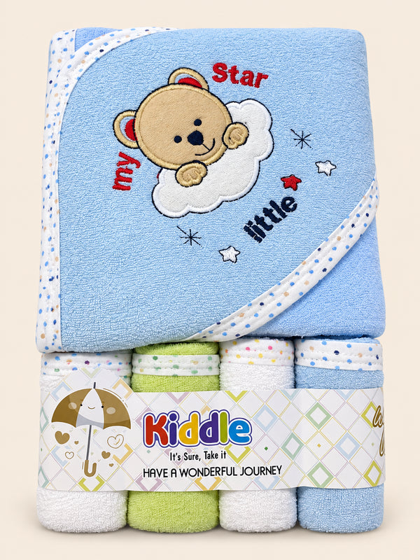 5-Pcs Embroidered Baby Hooded Towel Gift Set