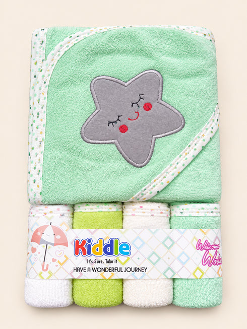 5-Pcs Embroidered Baby Hooded Towel Gift Set