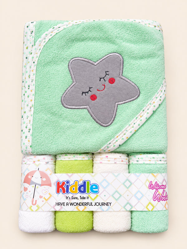 5-Pcs Embroidered Baby Hooded Towel Gift Set