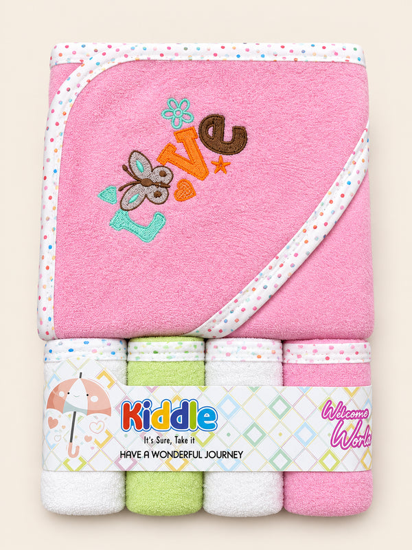 5-Pcs Embroidered Baby Hooded Towel Gift Set
