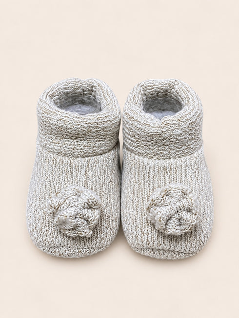 Knitted Baby Booties Gift Set (Beige)