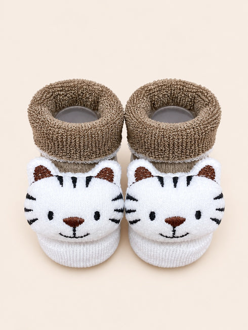 Baby Booties with Cute Cartoon Design & Anti-Slip Sole