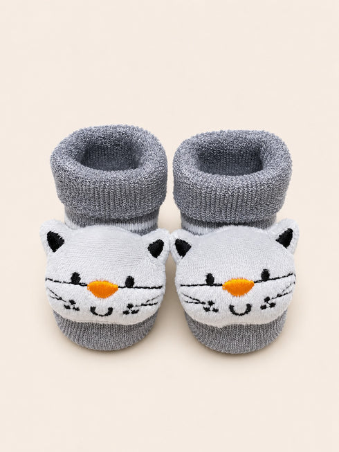 Baby Booties with Cute Cartoon Design & Anti-Slip Sole