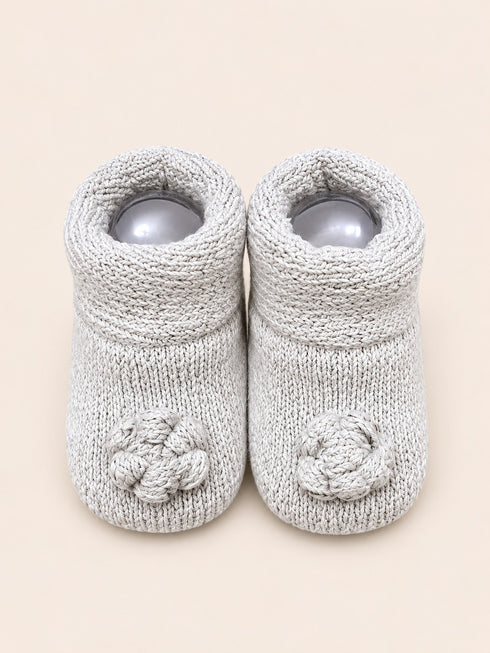 Knitted Baby Booties Gift Set (Light Grey)