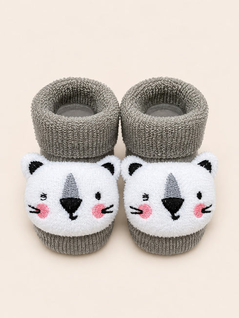 Baby Booties with Cute Cartoon Design & Anti-Slip Sole