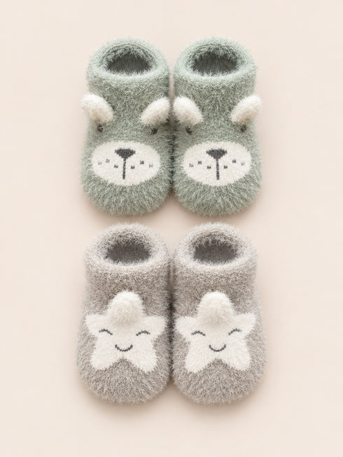 2-Pair Soft Baby Booties Gift Set