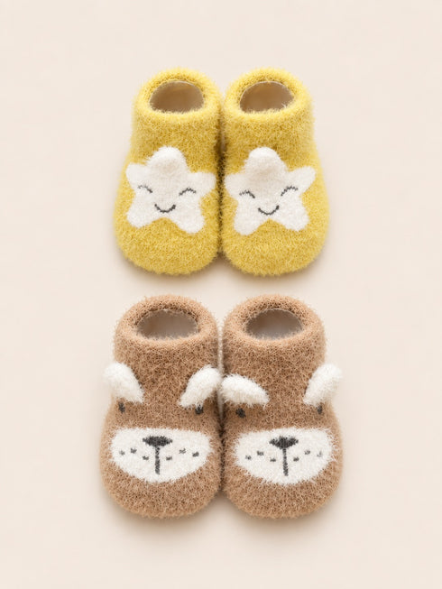 2-Pair Soft Baby Booties Gift Set