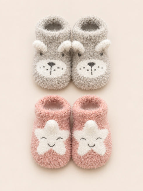 2-Pair Soft Baby Booties Gift Set
