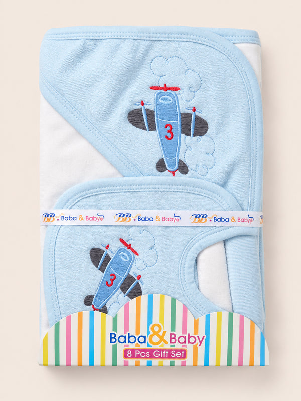 Blue airplane Baba & Baby 8 pcs gift set