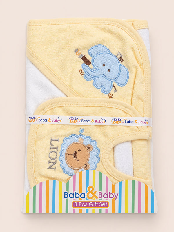 Yellow elephant and lion Baba & Baby 8 pcs gift set