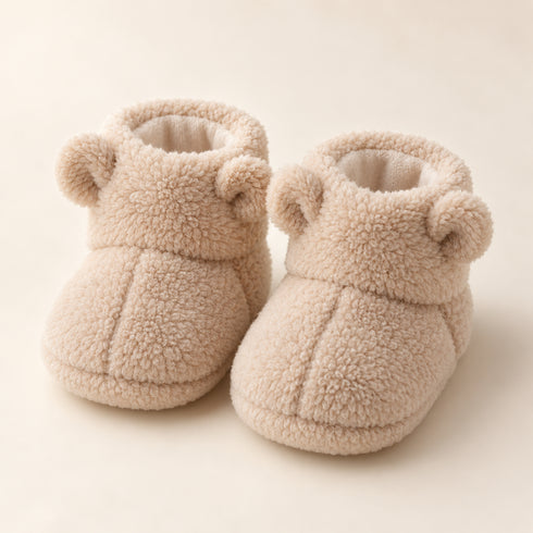 Snuggle Bear Baby Booties - Beige