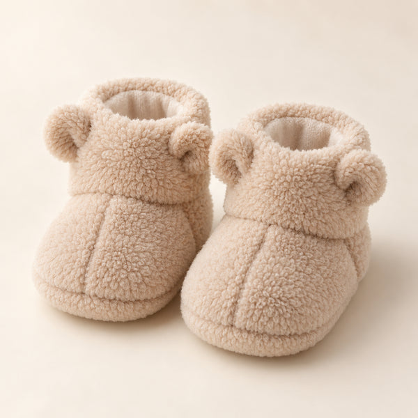 Snuggle Bear Baby Booties - Beige