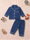 Tiny Doodle Printed Button-Down Nightsuit Set